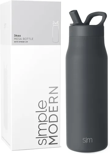 Vista 44 de Simple Modern Botella de agua con tapa de pajilla Termo de acero inoxidable aislado Botellas de agua reutilizables para viajes para gimnasio