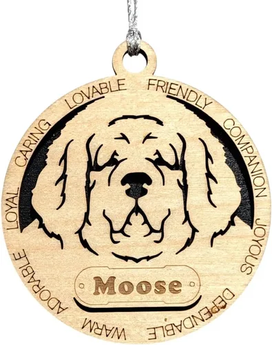 Vista 78 de Adorno de Navidad personalizado para perro Cavalier King Charles Spaniel, redondo de 3 pulgadas, madera cortada con láser de 2 capas, nombre y texto