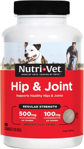 Vista 11 de Nutri-Vet Suplementos para perros de fuerza regular para cadera y articulaciones, formulados con glucosamina condroitina, suministros para mascotas