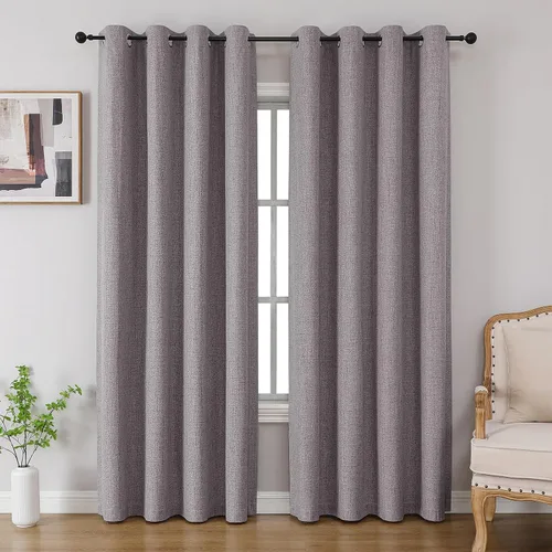 Vista 16 de CUCRAF Juego de 2 paneles de cortinas 100% opacas de 54 pulgadas de largo, cortinas texturizadas de lino para oscurecer la habitación, con ojales