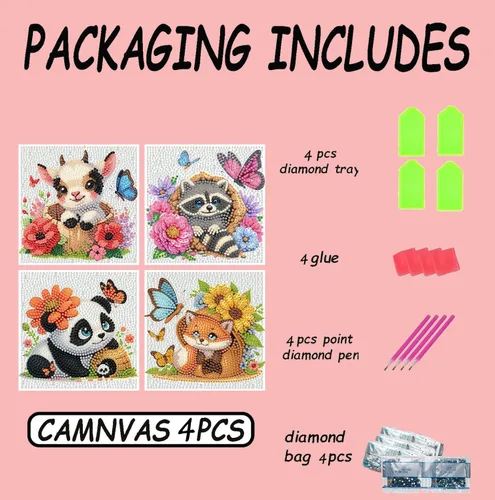 Vista 5 de Kits de Arte de Diamantes para Niños - Paquete de 4 Pinturas de Arte de Diamantes para Niños - Artes y Manualidades para Niños de 8 a 12 Años
