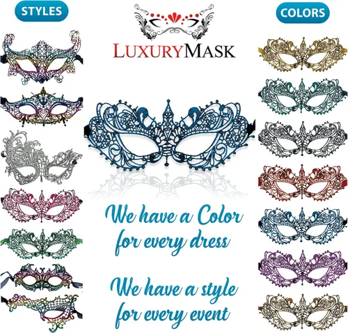 Vista 6 de Masquerade Mask For Women Lace Masquerade Masks for Masquerade Party, Proms, Venetian Party, Mardi Gras, Halloween & Cosplay