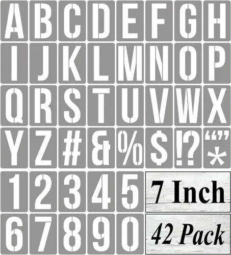Vista 12 de Plantillas de letras del alfabeto de 1 pulgada para pintar, paquete de 42 plantillas de letras y números con letreros para pintar sobre madera