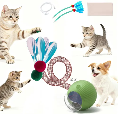 Vista 10 de Juguetes para gatos de interior – Juguete interactivo automático para gatitos con cola de bola rápida como estimulación mental de mascotas – Gatitos