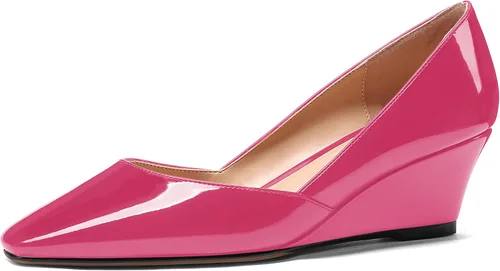 Vista 27 de MODENCOCO Zapatos de tacón bajo con cuña de tacón bajo para mujer, con puntera cuadrada, 2 pulgadas Beige