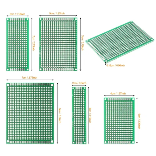 Vista 2 de Kit de placas de circuito PCB para prototipos de placa PCB de 40 piezas 5 tamaños universales perforados perforados placas de circuitos impresos