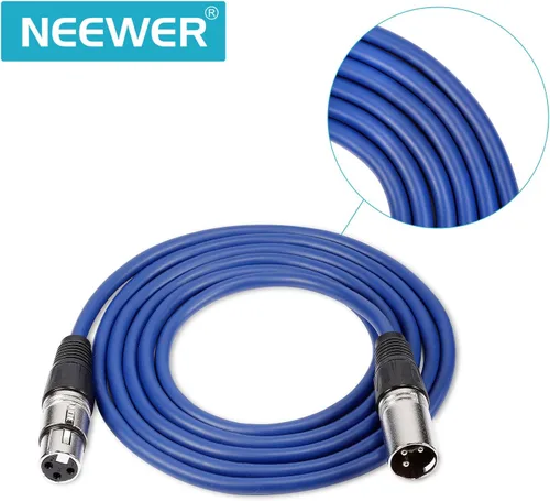 Vista 2 de NEEWER Paquete de 6 cables de micrófono de 3 pies/3.3 ft, XLR macho a XLR hembra, cables de audio de color serpiente
