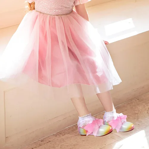 Vista 6 de ADAMUMU Zapatos de vestir para niña de las flores, zapatos para desmalezar lindos zapatos Mary Jane de encaje flore ballet planos para caminar