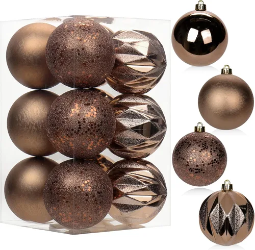 Vista 32 de 30 piezas de adornos de bola de árbol de Navidad irrompibles negros para decoración navideña