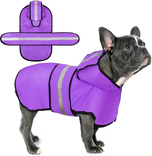 Vista 8 de Paiaite Waterproof Hooded Dog Raincoat with Reflective Strips Yellow S Amarillo