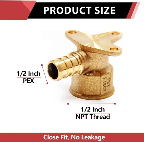 Vista 2 de Paquete de 2 codos de oreja NPT hembra EFIELD Pex de 1/2 pulgada x 1/2 pulgadas, accesorio de latón para transición de Pex a roscado (PEX1807154)