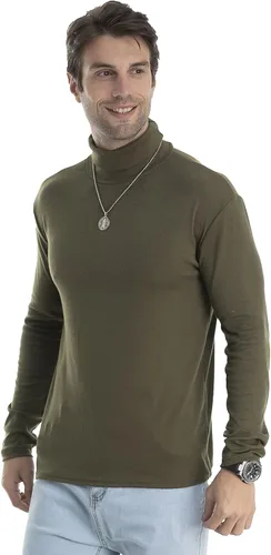 Vista 55 de Camiseta de manga larga para hombre, ajustada, ligera, con cuello de tortuga
