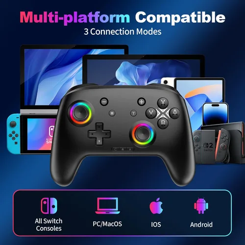 Vista 9 de Wireless Switch 2 Controller with Wake-up/C-Key, For Switch 2/1/Lite/OLED/PC/iPad/iPhone/Mac/Android/Steam/TV,Bluetooth Game Controller with