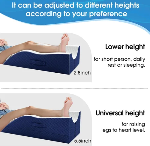 Vista 7 de Almohadas de elevación TranquilRelax para piernas después de cirugía, almohada de cuña de espuma viscoelástica ajustable para lesiones o descanso