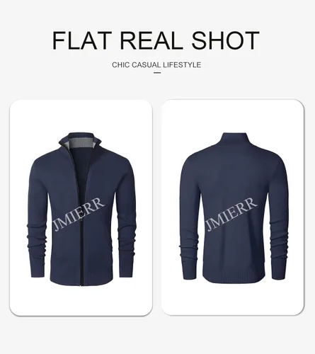 Vista 7 de JMIERR Cárdigan casual para hombre, suéter de manga larga, cuello con botones, abrigo de punto
