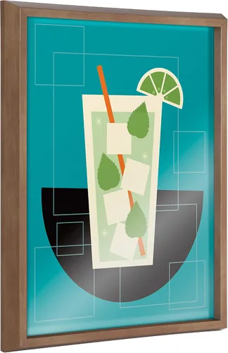 Vista 8 de Kate and Laurel Blake Mojito - Arte de pared de vidrio impreso enmarcado por Amber Leaders Designs, 16 x 20 pulgadas, natural, arte moderno
