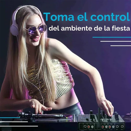 Vista 4 de Mezclador de audio inalámbrico Pyle DJ - Controlador DJ compatible con Bluetooth de 3 canales, mezclador de sonido, micrófono con función