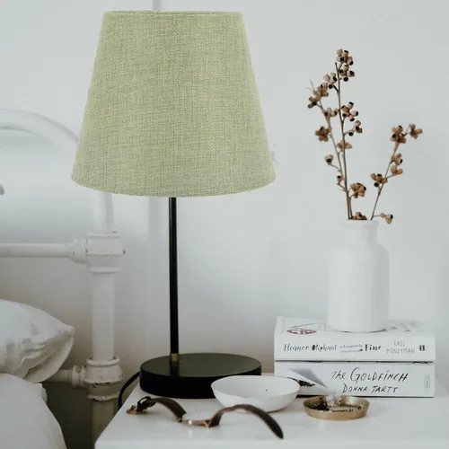 Vista 8 de Barril de repuesto en luz cónica, pantallas de lámpara decorativa de oficina Cm sombra: colgante dormitorio verde habitación clip de lino pantalla