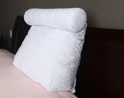 Vista 3 de Relax In Bed Pillow Plain White - Las mejores almohadas de apoyo para tumbona con rollo de cuello para leer o descansar en cama, almohada de espalda