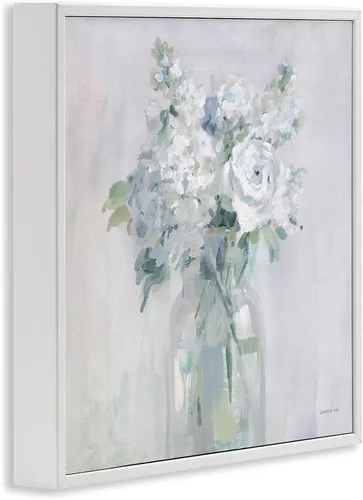 Vista 2 de Stupell Industries Ramo abstracto blanco con marco blanco Giclée Diseño de arte por Danhui Nai Enmarcado en blanco