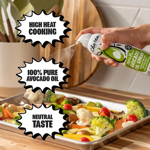 Vista 4 de Chosen Foods Pulverizador de aceite de aguacate 100 % puro de 4.7 oz. (1 paquete), sin OMG, punto de humo de 500 °F, sin propelente, solo presión