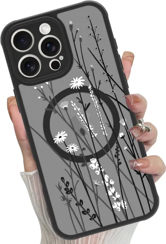 Vista 29 de Funda magnética para iPhone 17 Pro [compatible con MagSafe], bonita funda de moda con estampado de leopardo negro, translúcida, mate, parte trasera