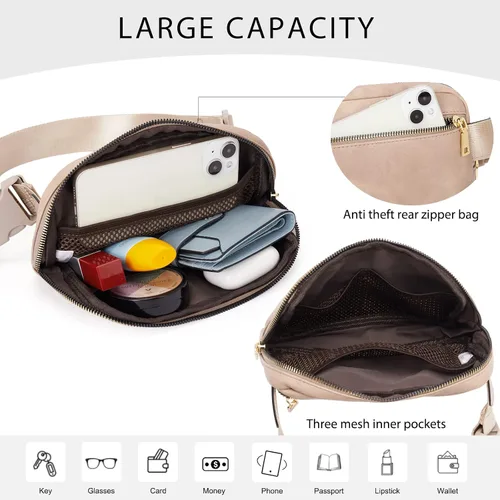 Vista 4 de CLUCI Bolso cruzado para mujer, a la moda, multiposición, para mujer, con cuerpo cruzado, de piel sintética, bolso pequeño con cinturón cruzado