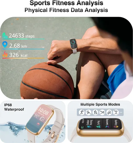 Vista 4 de Rastreador de actividad física, relojes inteligentes para mujeres y hombres con monitor de frecuencia cardíaca 24/7/presión arterial/oxígeno