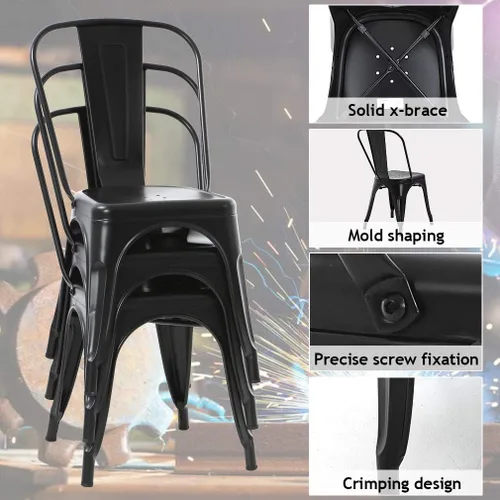 Vista 7 de Sillas de metal para interiores y exteriores, sillas laterales apilables para restaurante, bistró, cafetería, Tolix con respaldo, juego de 2, sillas