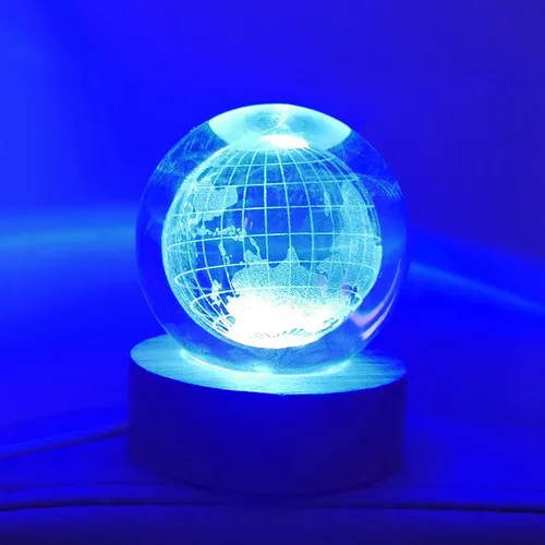 Vista 10 de Zabalar Luz nocturna de bola de cristal 3D con base de luz LED colorida, regalo del día de San Valentín, luces LED, lámpara de mesa que cambia