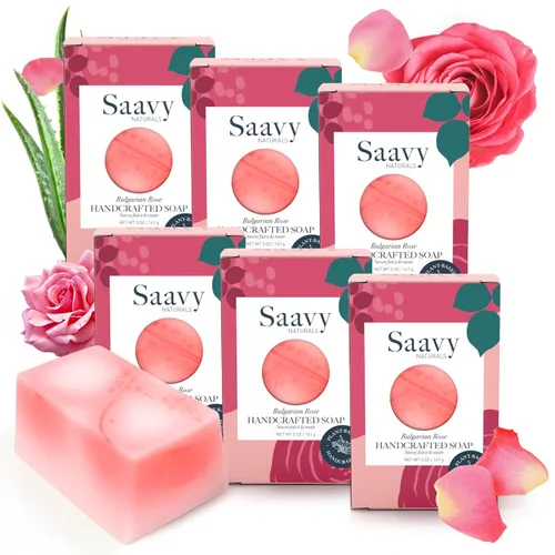 Vista 8 de Saavy Naturals Barras de jabón corporal hechas a mano, rosa búlgara, hidratante para mujeres, fórmula vegana orgánica, espuma cremosa sin residuos