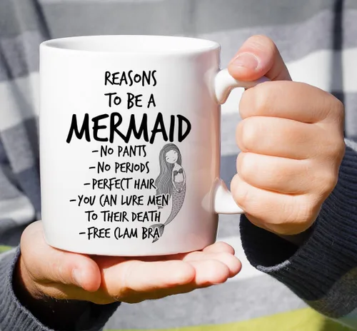 Vista 4 de Retreez Taza divertida – Reasons to be Mermaid - Tazas de café de cerámica de 11 onzas – Divertido, sarcasmo, sarcástico, motivacional, regalos