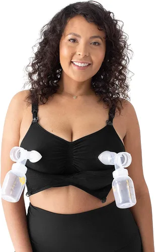 Vista 2 de Kindred Bravely Paquete de 2 brasieres de bombeo manos libres (rosa y negro, XL-busto)