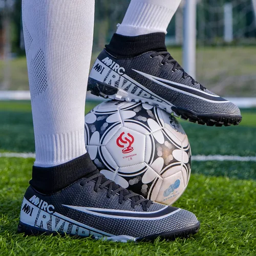 Vista 6 de Zquaus Tacos de fútbol para hombre, zapatos de fútbol atléticos para caminar, tacos para entrenamiento al aire libre