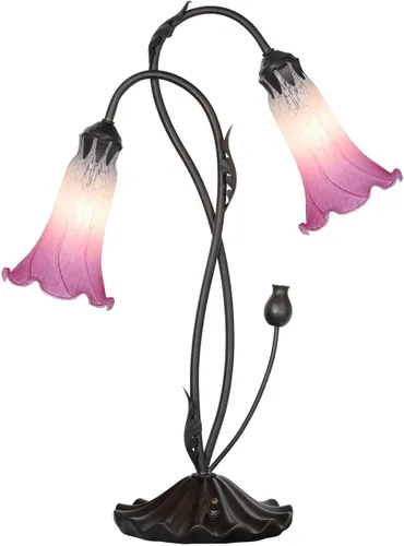 Vista 16 de Bieye L10849 Lámpara de mesa de acento de vidrio soplado con flor de lirio para decoración de sala de estar/dormitorio (1 luz, púrpura)