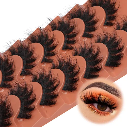 Vista 5 de TOOCHUNAG - Pestañas postizas esponjosas 8D de 20mm, pelo de visón sintético, pestañas naturales, gruesas, con volumen, ojo de gato, paquete de 7