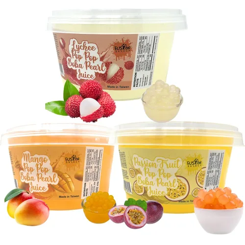 Vista 9 de Fusion Select 6 Sabores Variados Perlas Explosivas de Boba - Acompañamiento de Té de Frutas, Bocadillo Frutal