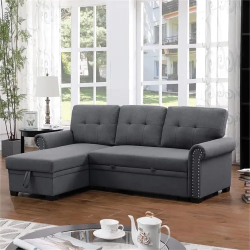 Vista 7 de Alexent Sofá cama convertible con cama extraíble, sofá cama de 3 plazas, sofá cama con diván de almacenamiento para apartamento, sala de estar