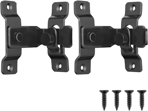 Vista 4 de JQK Cerradura de puerta abatible, color negro, 90 grados, resistente acero inoxidable, cerradura de seguridad para puerta, color negro, DL149-PB