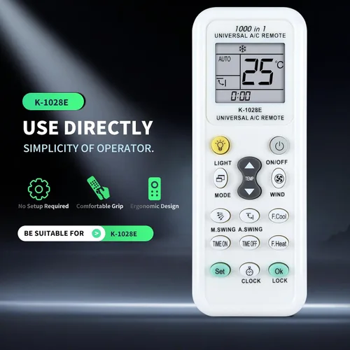 Vista 3 de K-1028E - Control remoto universal de repuesto de CA para aire acondicionado Haier/LG/Sharp/Gree/Midea/Hitachi/Panasonic/Bosch/Toshiba/Sanyo, 1000