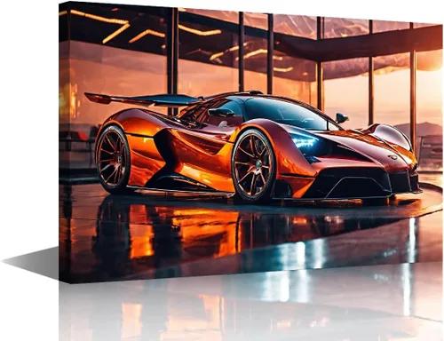 Vista 11 de Car Pictures for Living Room Wall Decor Super Car Driving Art Prints City Highway Road Paintings 1 Piece Canvas Wall Art Super Car Canvas Prints