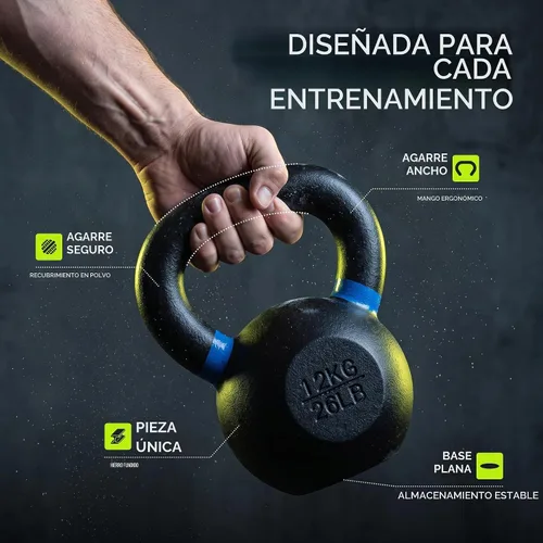 Vista 4 de Rage Fitness Single Piece Cast Iron Kettlebell, 8 to 24 kgs, Powder Coated