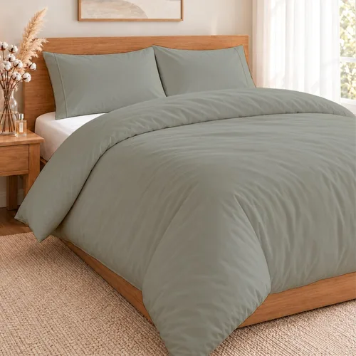 Vista 37 de ARlinen Juego de funda de edredón de tamaño individual, 100% algodón egipcio, juego de ropa de cama de 3 piezas con cierre de cremallera, incluye 1