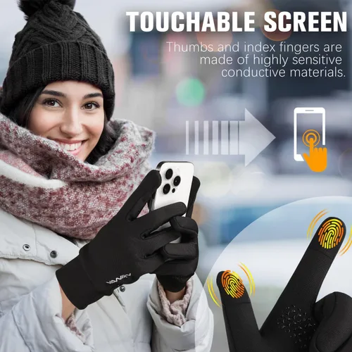 Vista 4 de Guantes de invierno para hombres y mujeres resistentes al viento, ligeros, antideslizantes, pantalla táctil, guantes deportivos para correr