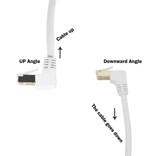 Vista 5 de Cable Ethernet Cat6 de 90 grados en ángulo recto hacia abajo, cable Ethernet de ángulo recto Cat 6 para PC, router, módem, impresora, caja de TV