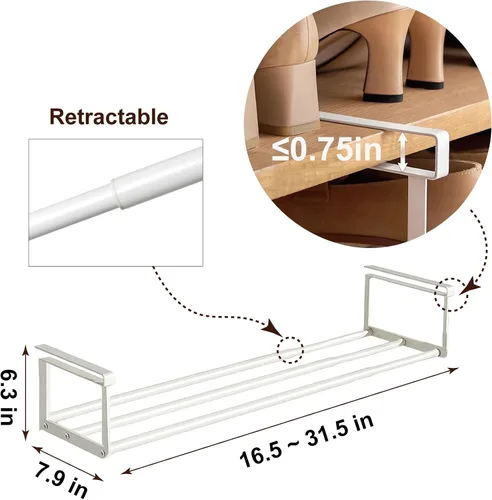 Vista 2 de Organizador expandible para zapatos, estante ajustable para zapatos y estante debajo del gabinete, para almacenamiento y organización de zapatos