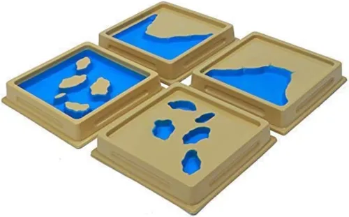 Vista 3 de Niños Agua Tierra Cognición Terreno Enseñanza Ayudas Montessori Niños Geografía Molde Tierra y Agua Forma Bandeja Set Bebé Juguetes Educativos