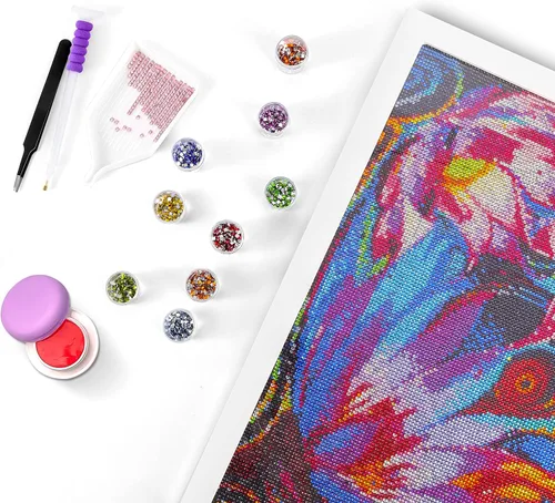 Vista 2 de Pintura cuadrada de diamantes de imitación de cristal, fantasía floral dinámica, kit de arte de diamantes 5D para bricolaje, juego de pintura por