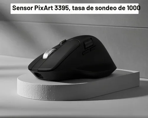 Vista 6 de Keychron M6 All Silent Wireless Gaming Optical Mouse, Tri-Mode 2.4 GHz/Bluetooth 5.3/Wired, PixArt 3395 Sensor, 26000 DPI, Ergonomic Lightweight