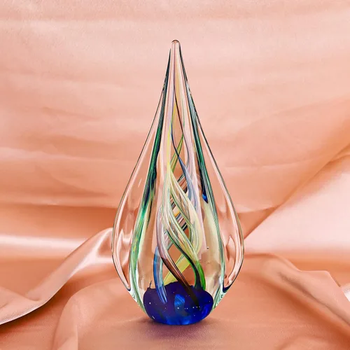 Vista 5 de Escultura de 9 pulgadas de alto, decoración de vidrio soplado a mano, pisapapeles para escritorio de oficina, figuritas de arte de vidrio moderno